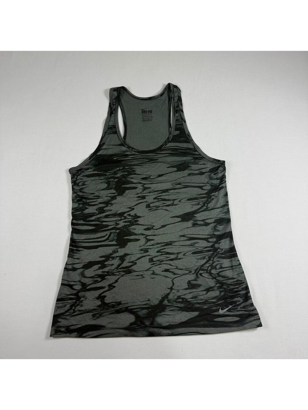 The Nike Tee Tank Top Women's Size Small Gray Camo DRI-FIT Workout Running Shirt